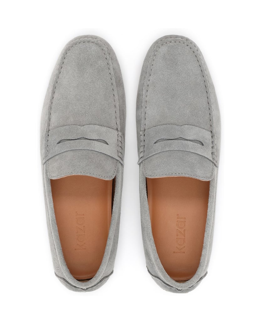 Kazar-Grey-suede-moccasins-with-minimalist-lines-šedá