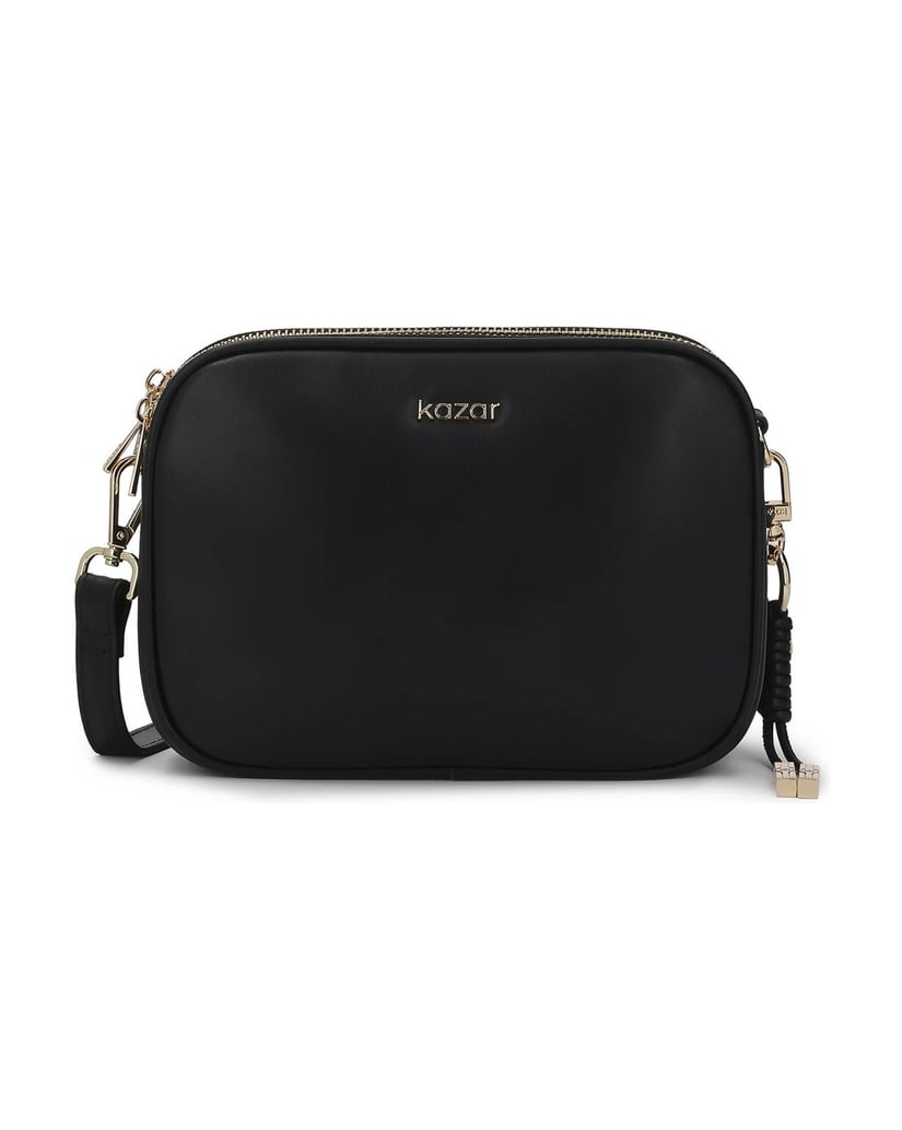 Kazar-Black-leather-3-compartment-postbag-with-detachable-key-ring-černá
