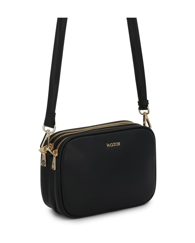 Kazar-Black-leather-3-compartment-postbag-with-detachable-key-ring-černá