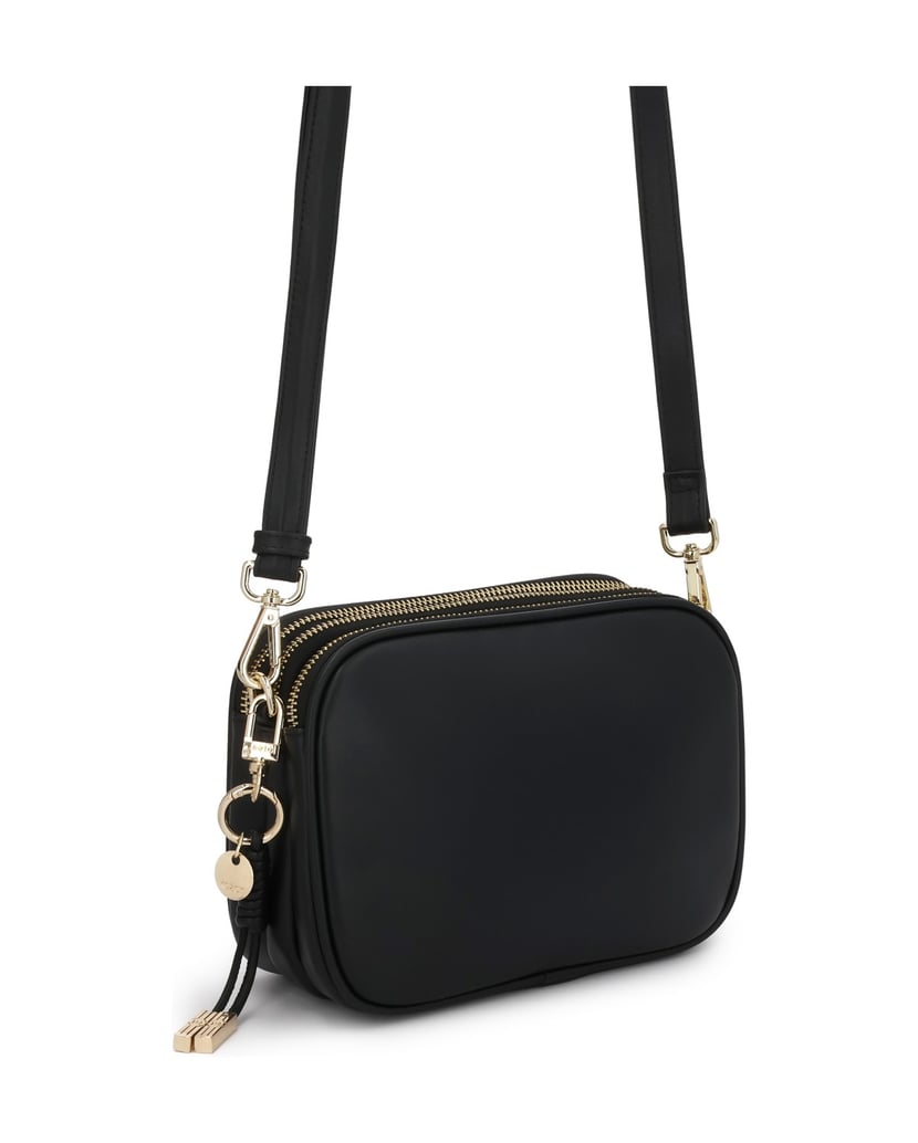Kazar-Black-leather-3-compartment-postbag-with-detachable-key-ring-černá