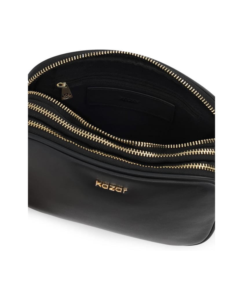 Kazar-Black-leather-3-compartment-postbag-with-detachable-key-ring-černá