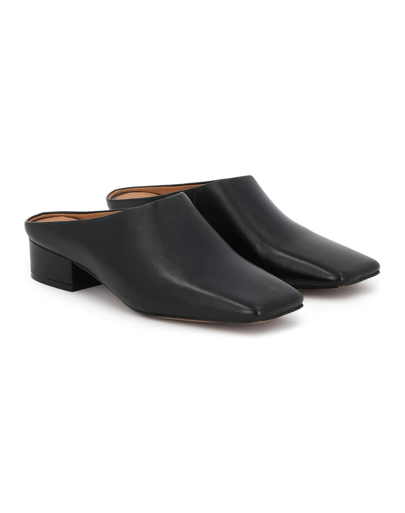 Kazar-Built-up-leather-mules-with-low-heel-čierna