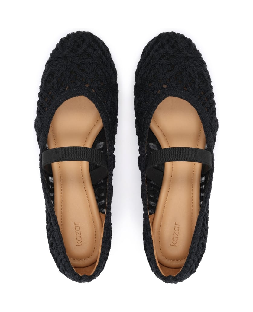 Kazar-Flat-pumps-in-floral-pattern-with-cord-čierna