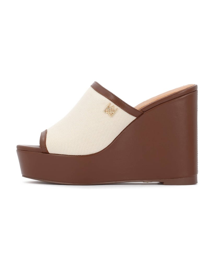 Kazar-Flip-Flops-mit-Absätzen-aus-Leder-und-Stoff-braun