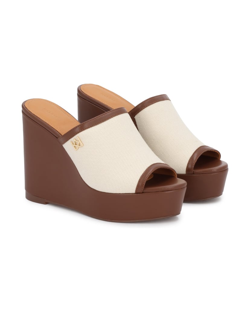 Kazar-Flip-Flops-mit-Absätzen-aus-Leder-und-Stoff-braun