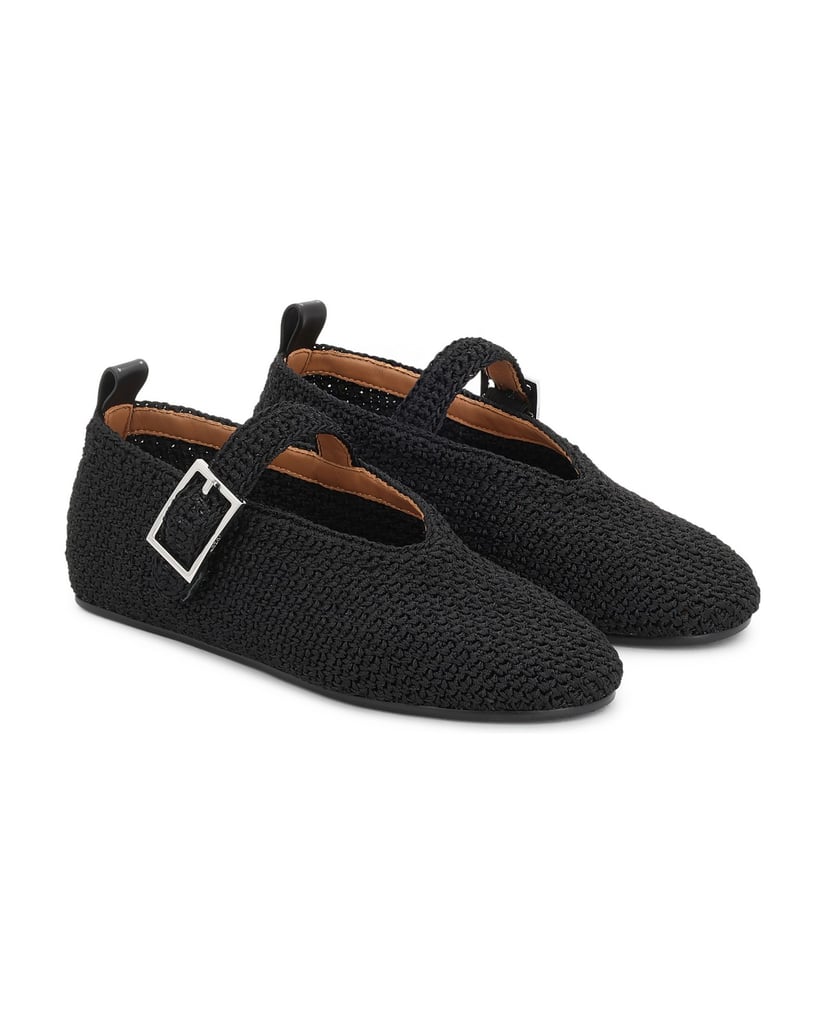 Kazar-Black-plaid-ballerinas-černá