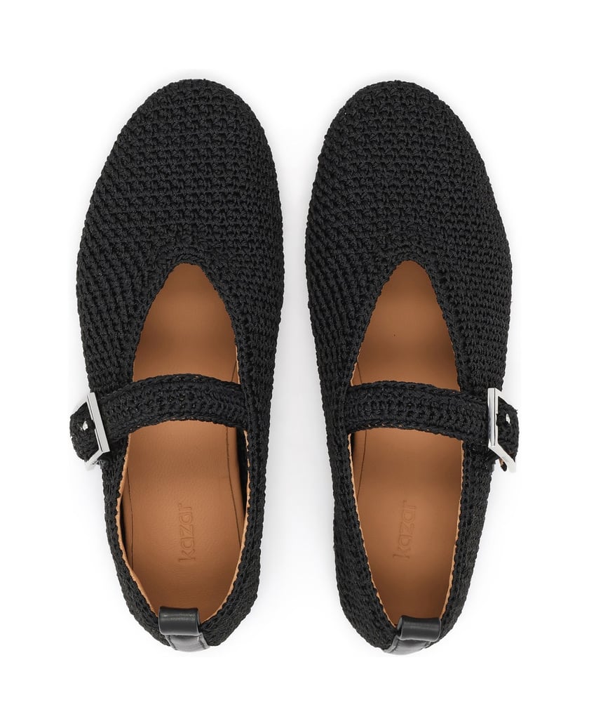 Kazar-Black-plaid-ballerinas-černá
