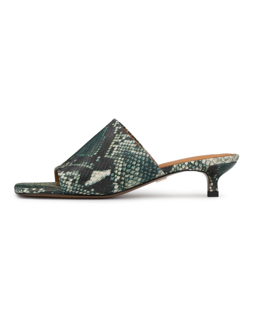 Kazar-Snake-motif-embossed-leather-mules-with-kitten-heels-zelená