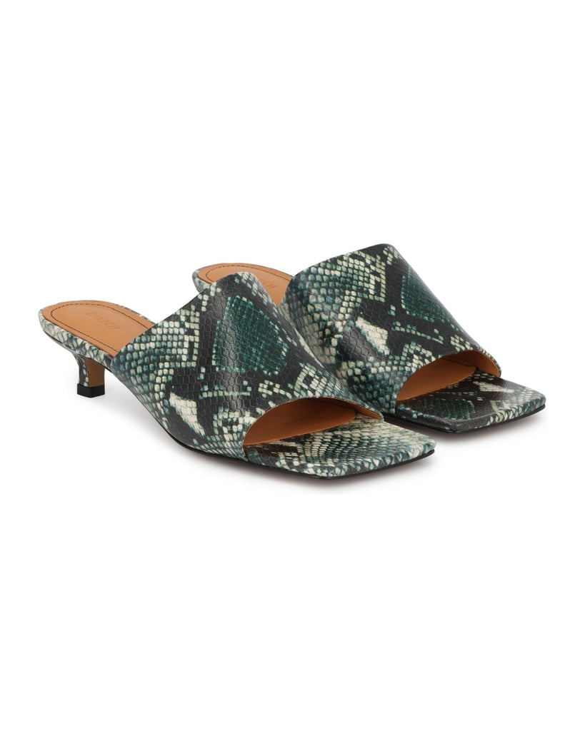 Kazar-Snake-motif-embossed-leather-mules-with-kitten-heels-zelená
