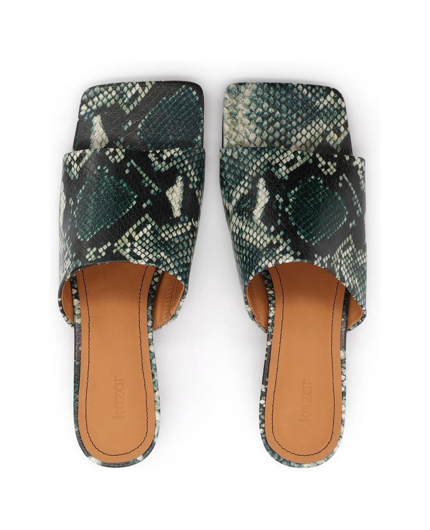 Kazar-Snake-motif-embossed-leather-mules-with-kitten-heels-zelená