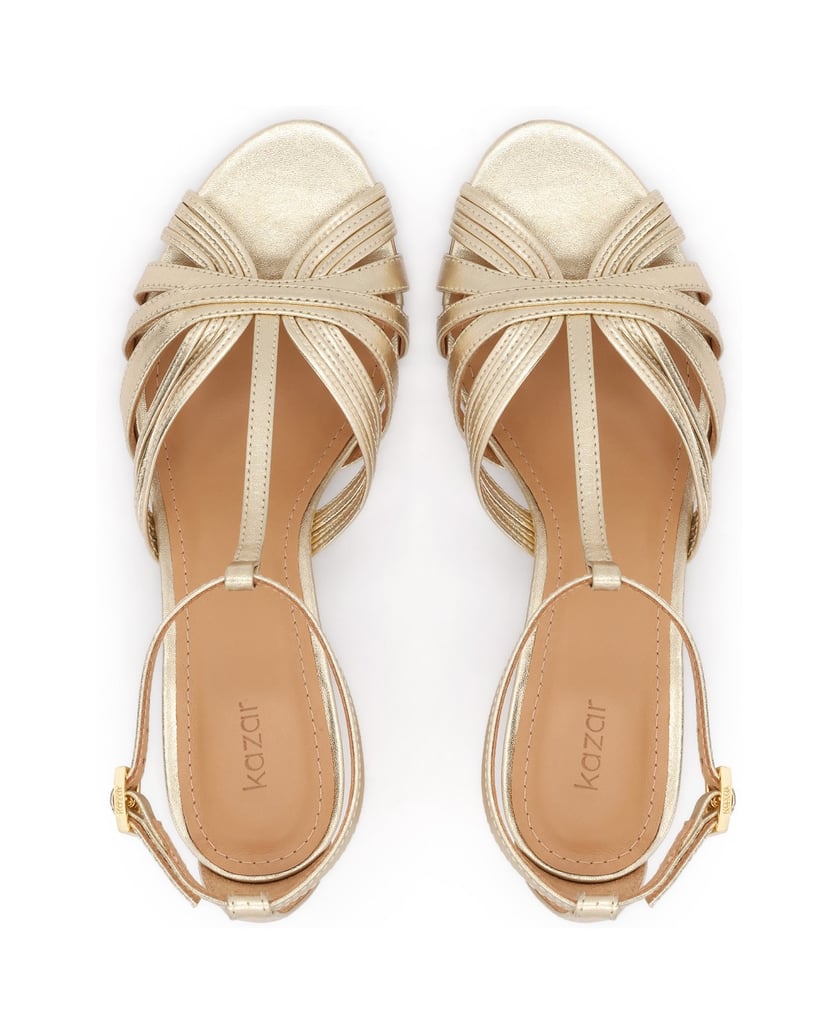 Kazar-Gold-leather-sandals-with-a-wide-heel-zlatá