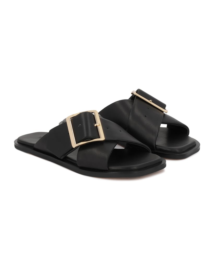 Kazar-Flat-slides-with-crisscrossing-straps-čierna