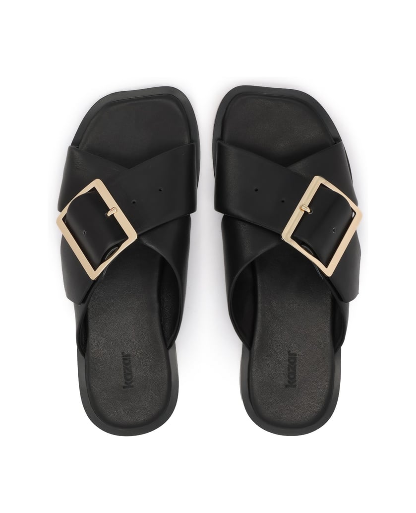 Kazar-Flat-slides-with-crisscrossing-straps-čierna