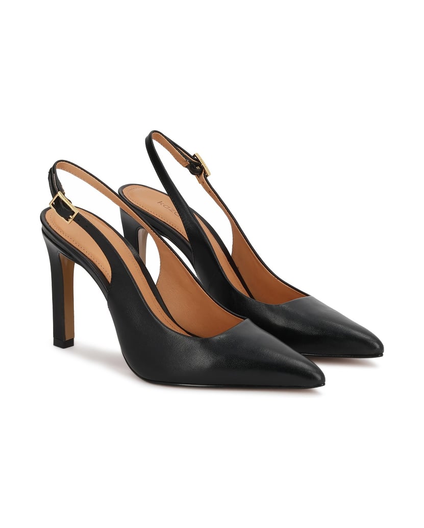 Kazar-Black-leather-slingback-pumps-černá