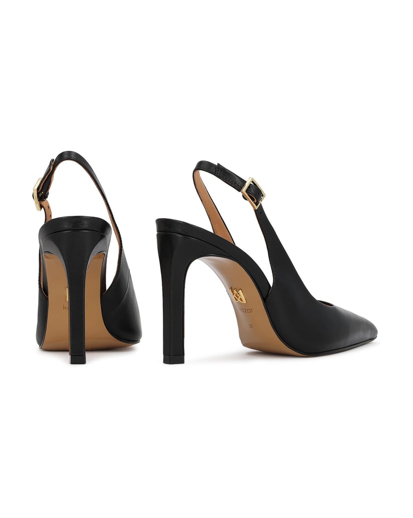 Kazar-Black-leather-slingback-pumps-černá