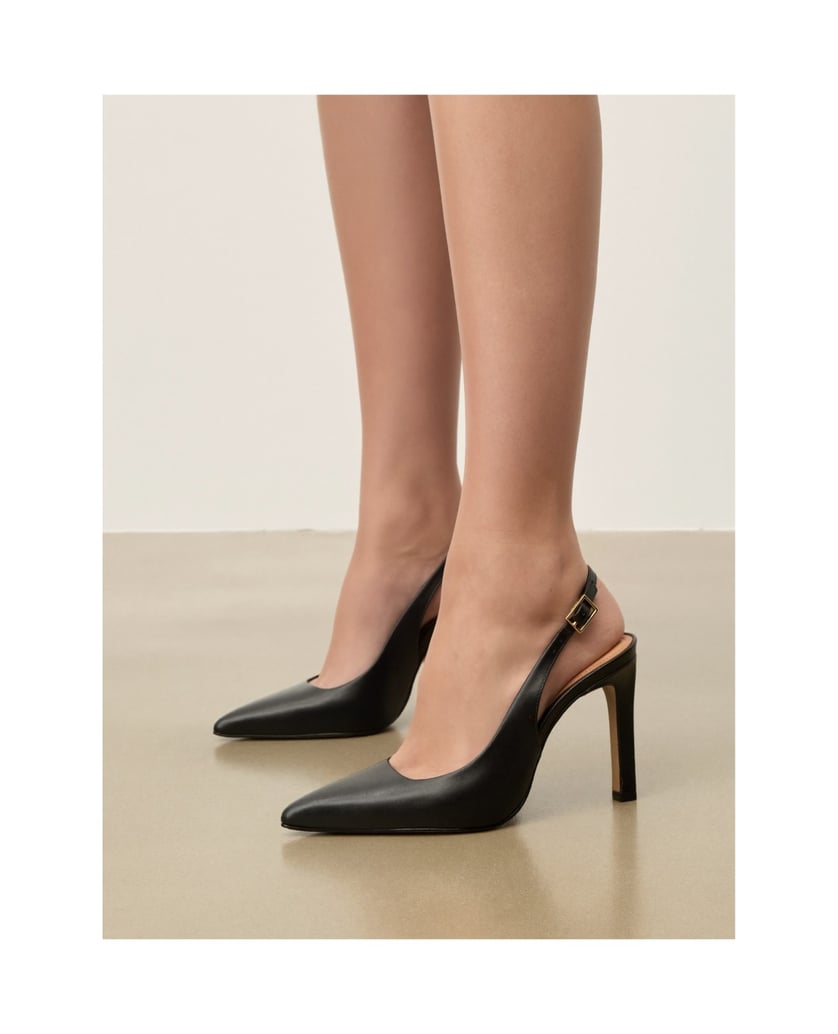 Kazar-Black-leather-slingback-pumps-černá