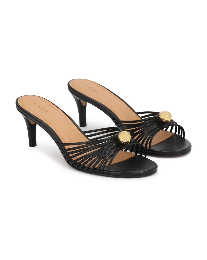 Kazar-Black-stiletto-mules-with-striking-gold-detailing-čierna