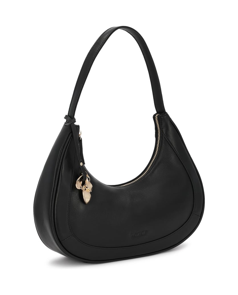 Kazar-Black-crescent-shaped-handbag-with-decorative-key-ring-černá