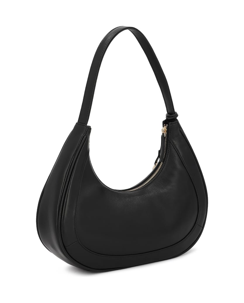 Kazar-Black-crescent-shaped-handbag-with-decorative-key-ring-černá