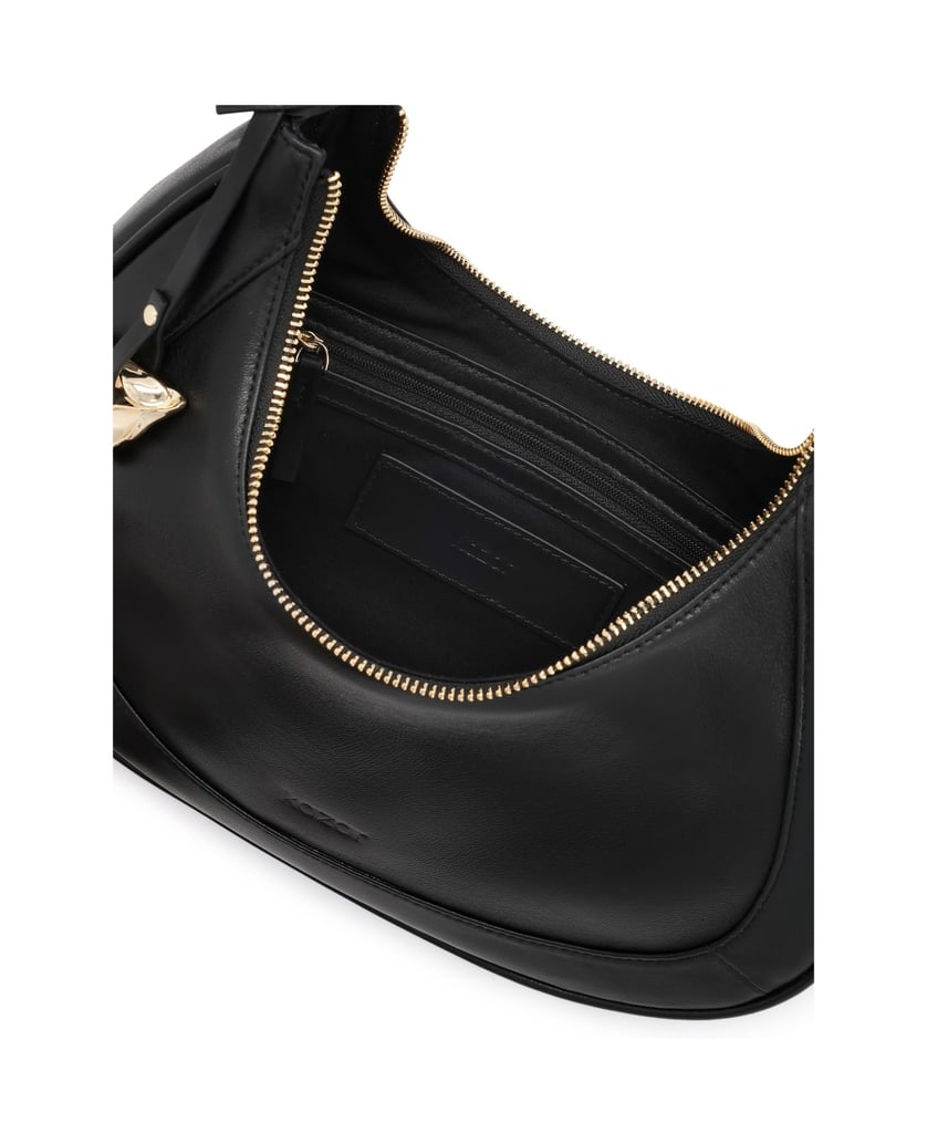 Kazar-Black-crescent-shaped-handbag-with-decorative-key-ring-černá