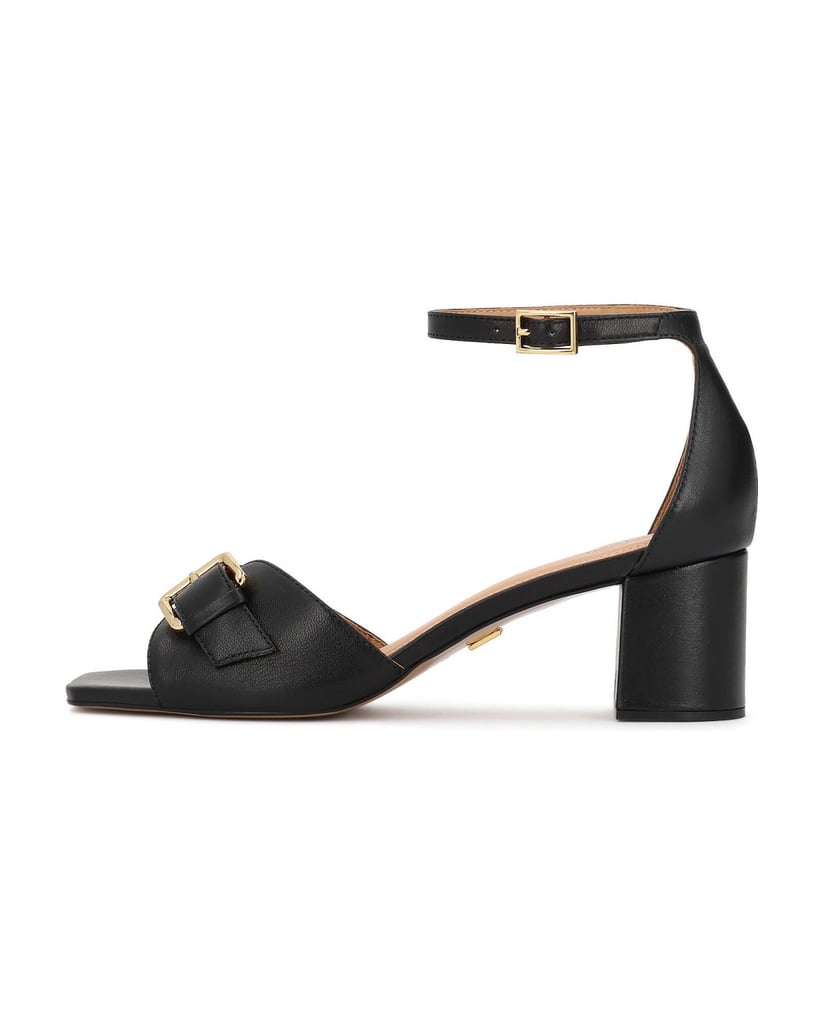 Kazar-Black-leather-sandals-with-decorative-buckle-černá