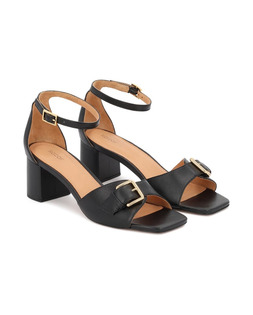 Kazar-Black-leather-sandals-with-decorative-buckle-černá