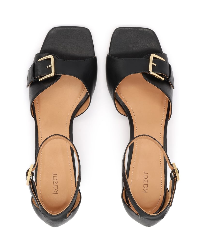Kazar-Black-leather-sandals-with-decorative-buckle-černá