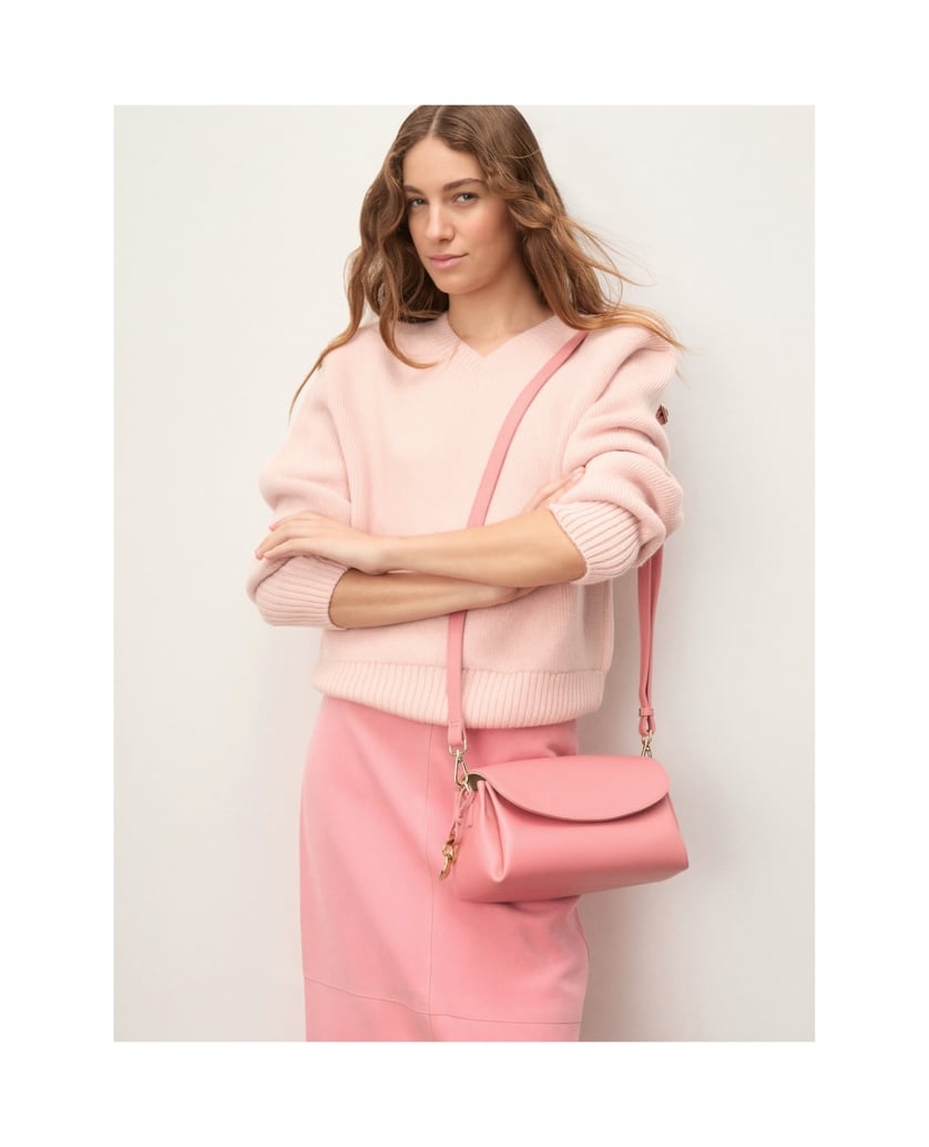 Kazar-Pink-leather-handbag-with-a-fine-key-ring-růžová