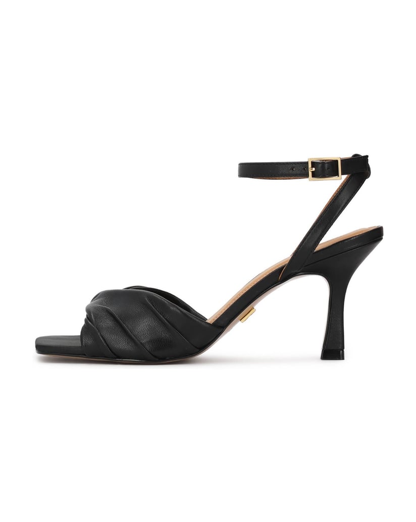 Kazar-Black-leather-stiletto-sandals-with-turned-up-belts-čierna