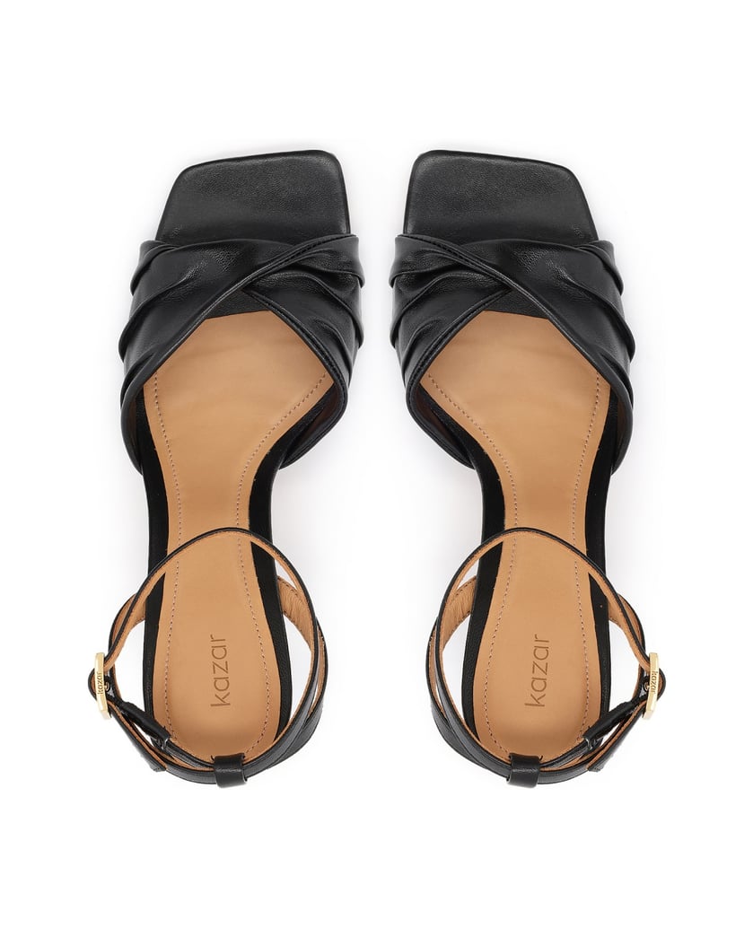 Kazar-Black-leather-stiletto-sandals-with-turned-up-belts-čierna