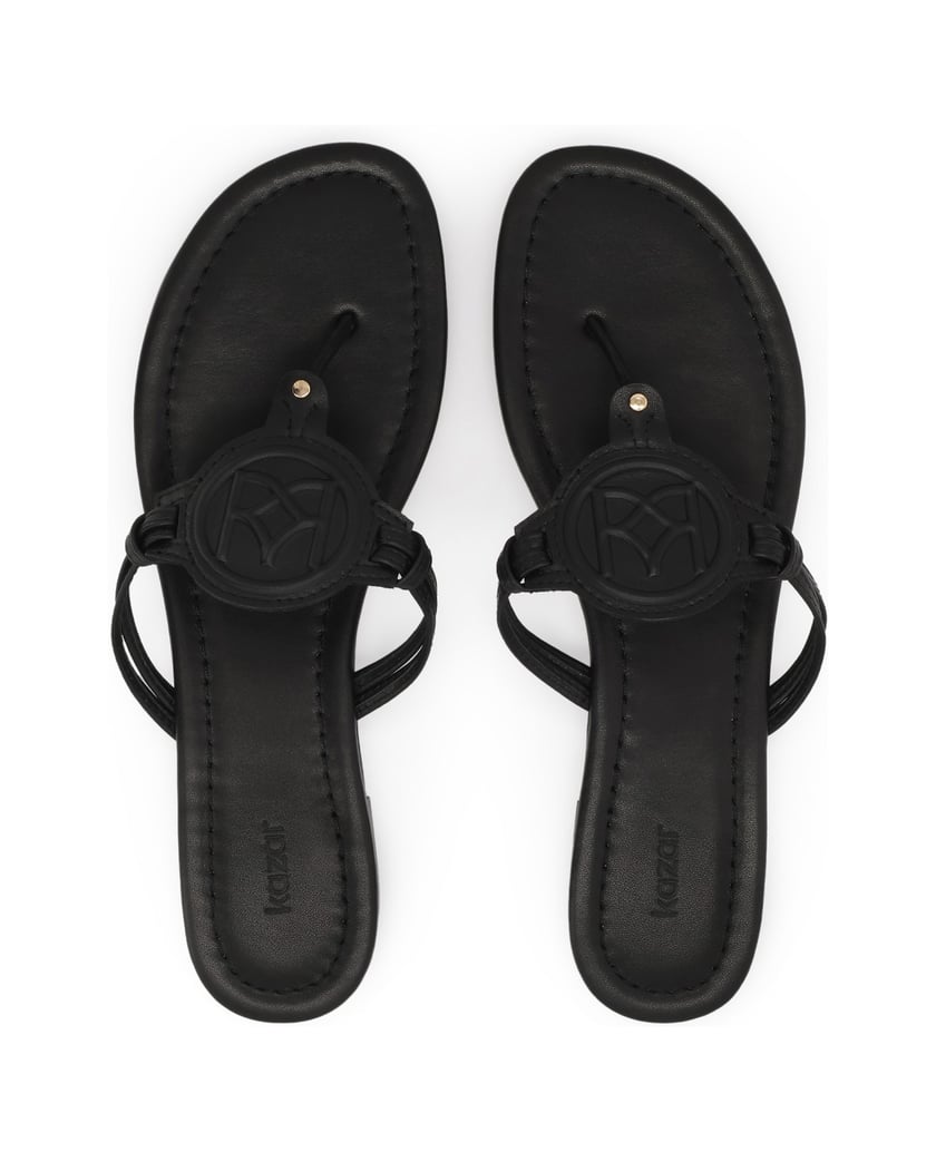 Kazar-Schwarze-Leder-Flip-Flops-mit-geprägtem-KAZAR-Logo-schwarz