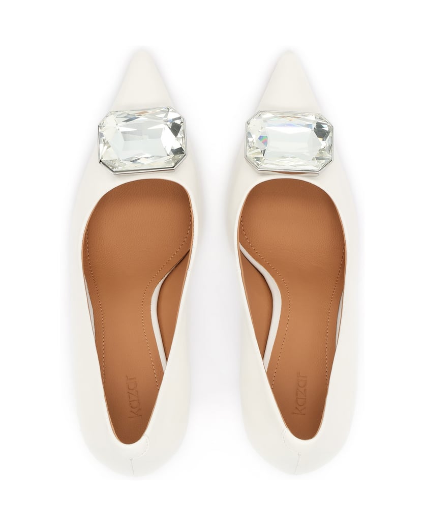 Kazar-White-leather-wedding-pumps-with-large-stone-in-silver-setting-biela