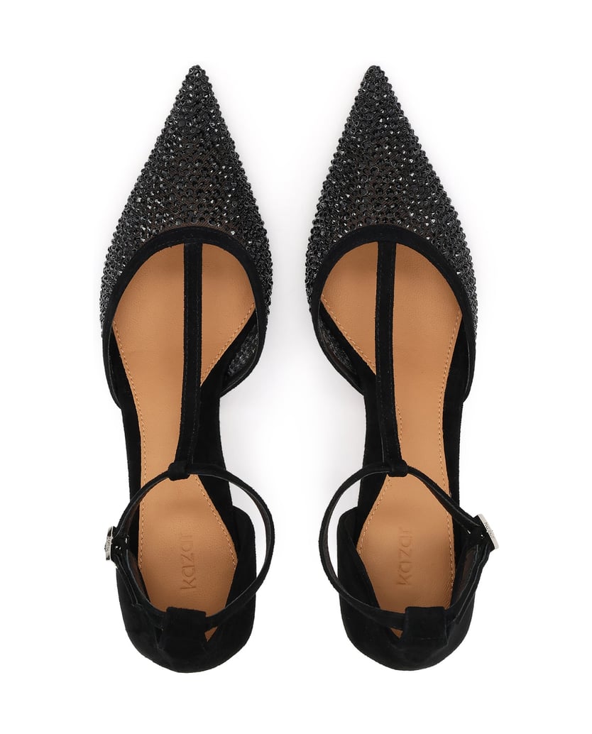 Kazar-Black-suede-pumps-with-rhinestones-čierna