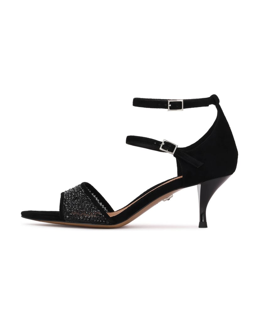 Kazar-Black-suede-sandals-with-rhinestones-and-double-strap-čierna