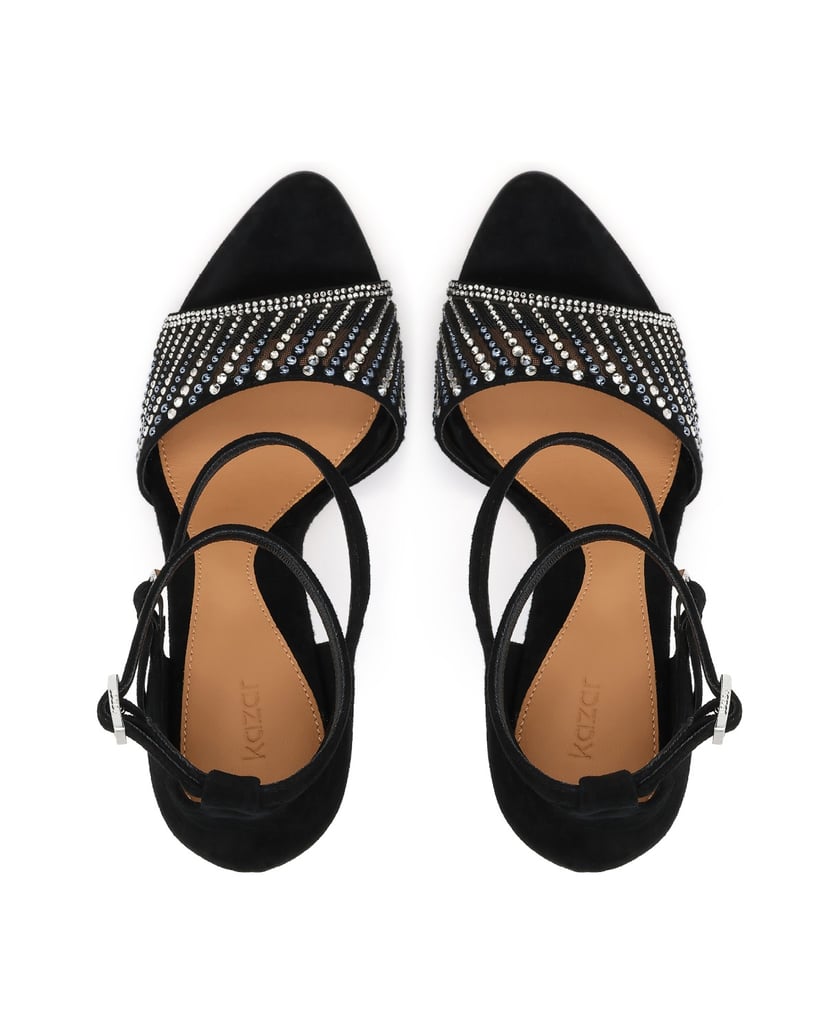 Kazar-Black-suede-stiletto-heel-sandals-with-transparent-belts-and-rhinestones-černá