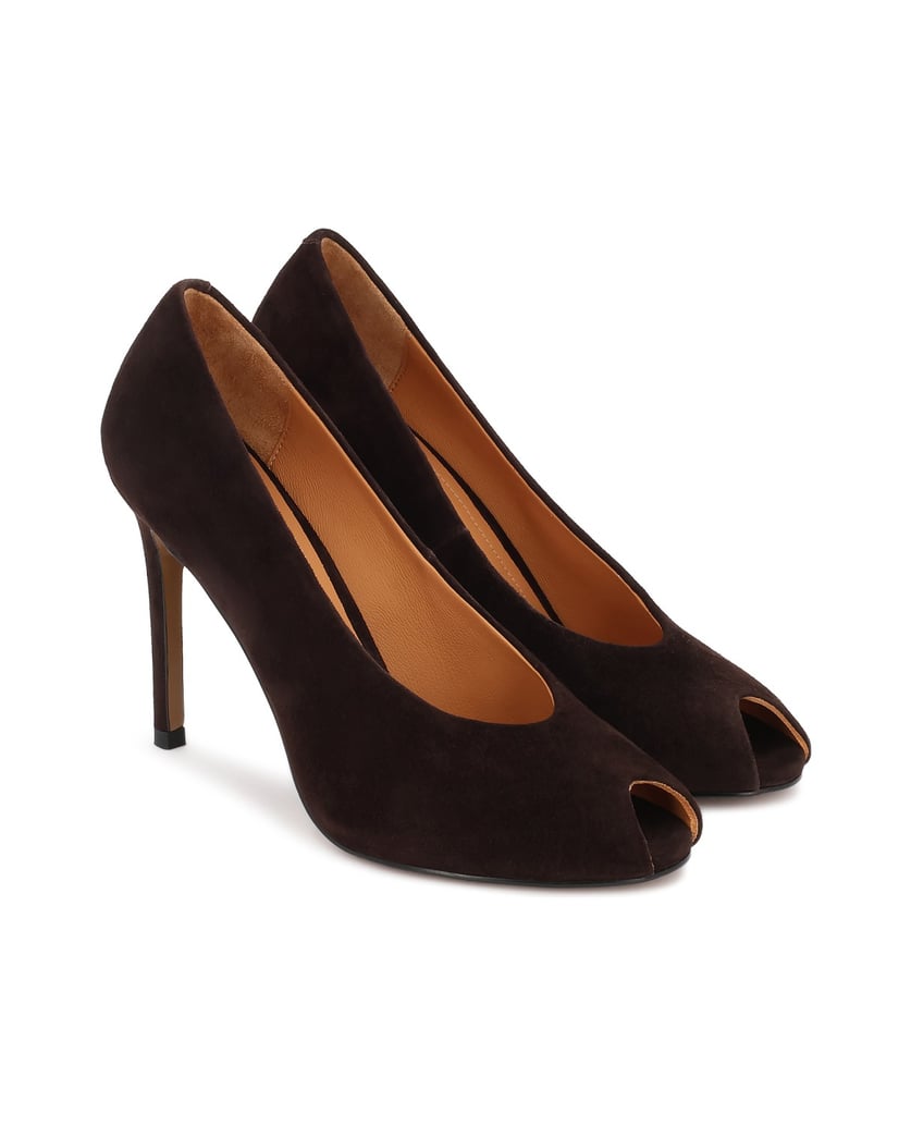 Kazar-Brown-suede-peep-toe-pumps-hnedá