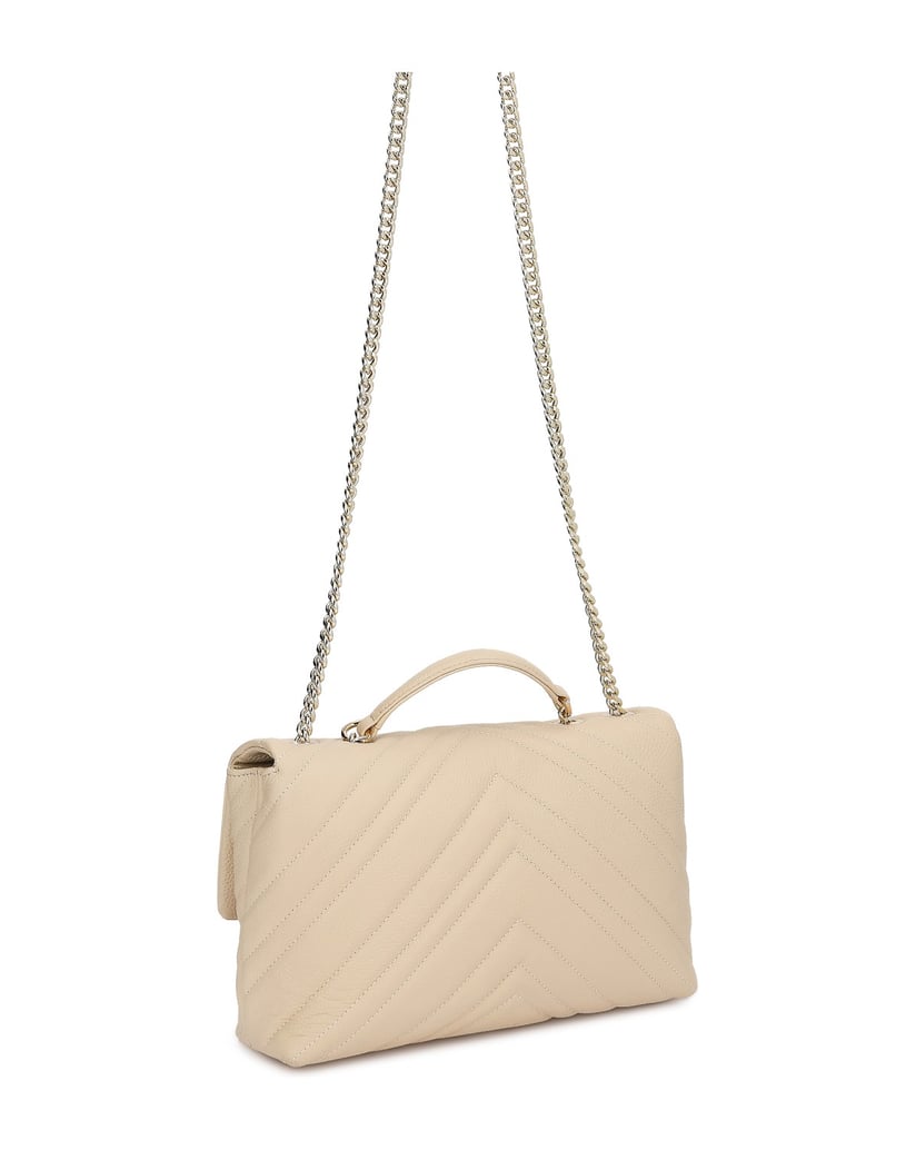 Kazar-Leather-bag-with-quilting-and-chain-béžová