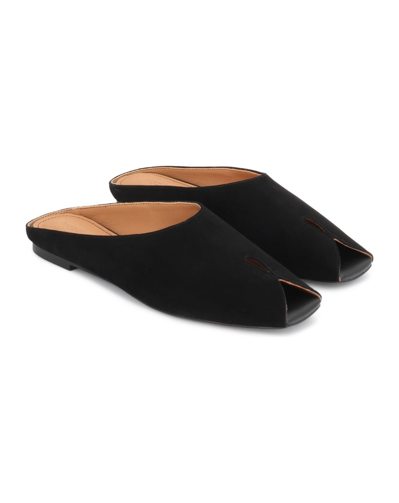 Kazar-Black-suede-slides-with-cut-out-on-the-nose-čierna