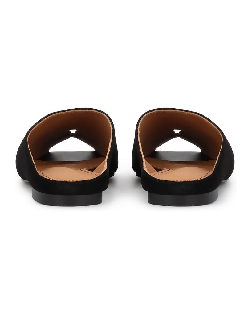 Kazar-Black-suede-slides-with-cut-out-on-the-nose-čierna