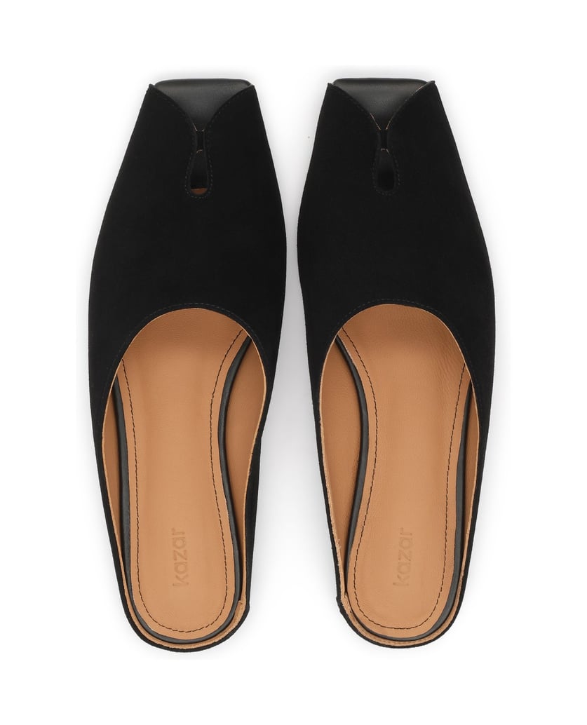 Kazar-Black-suede-slides-with-cut-out-on-the-nose-čierna