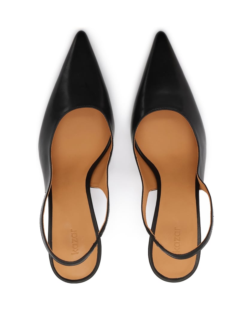 Kazar-Black-pumps-with-open-heel-and-pointed-nose-černá