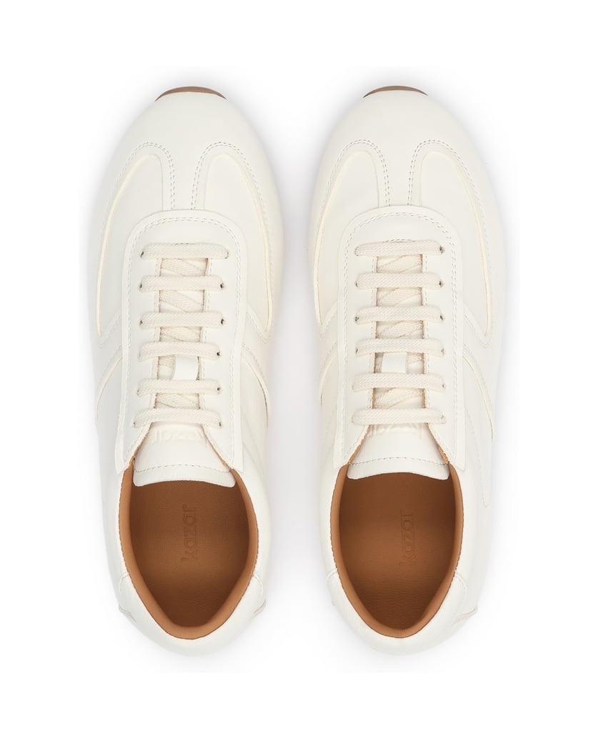 Kazar-Leather-sneakers-with-brown-sole-biela