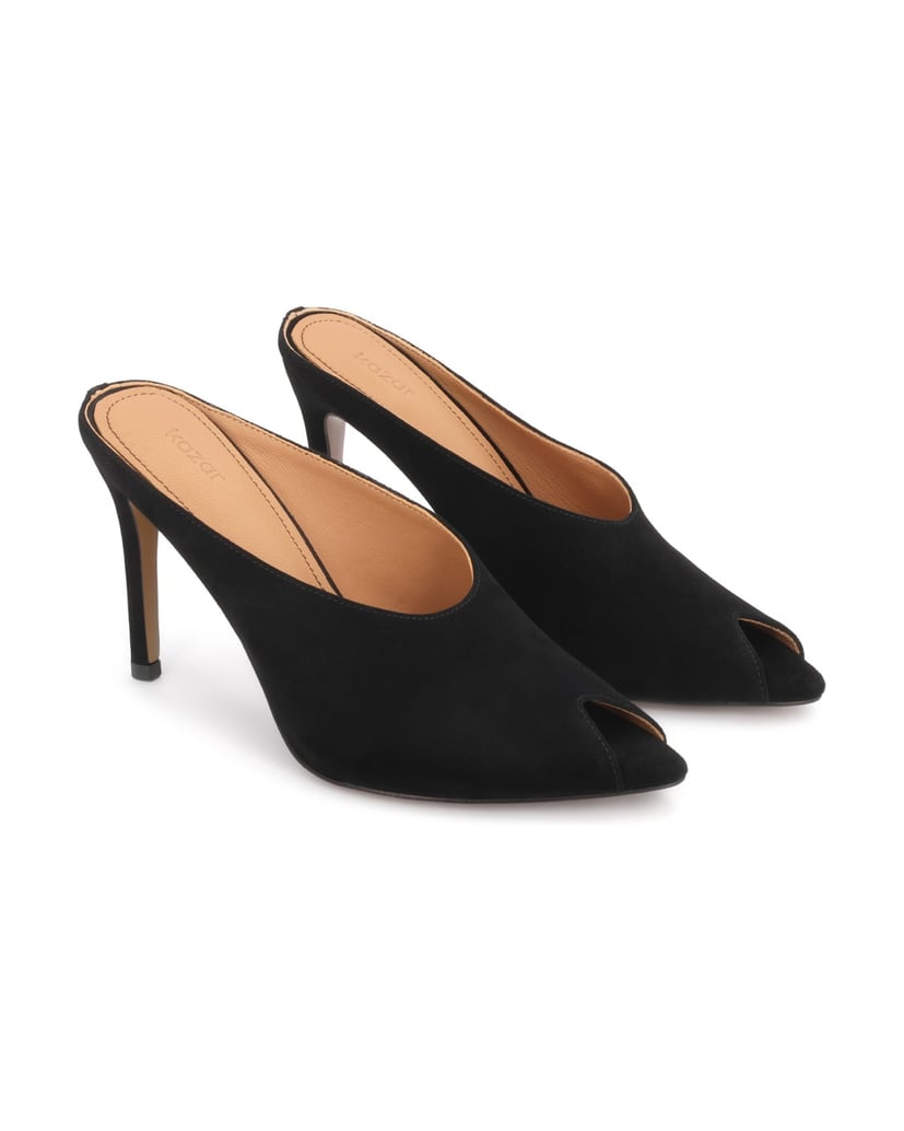 Kazar-Elegant-suede-stiletto-mules-with-striking-cut-outs-černá