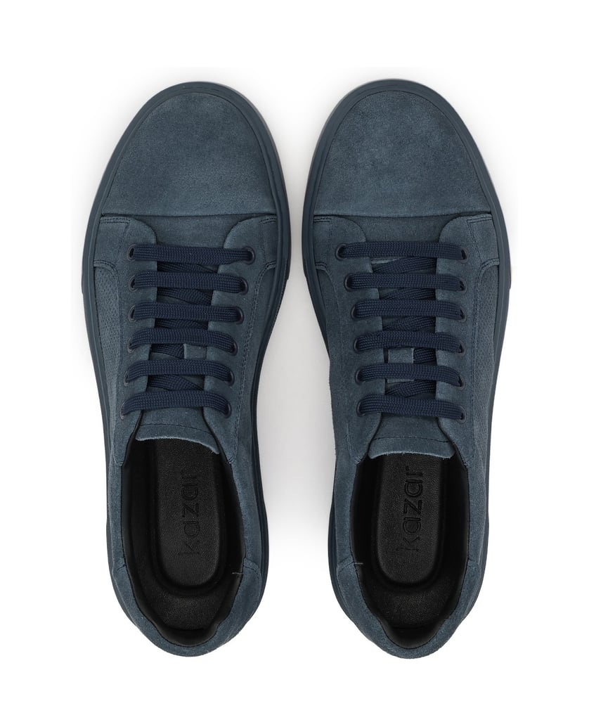 Kazar-Navy-blue-suede-men's-sneakers-with-perforated-upper-tmavě-modrá