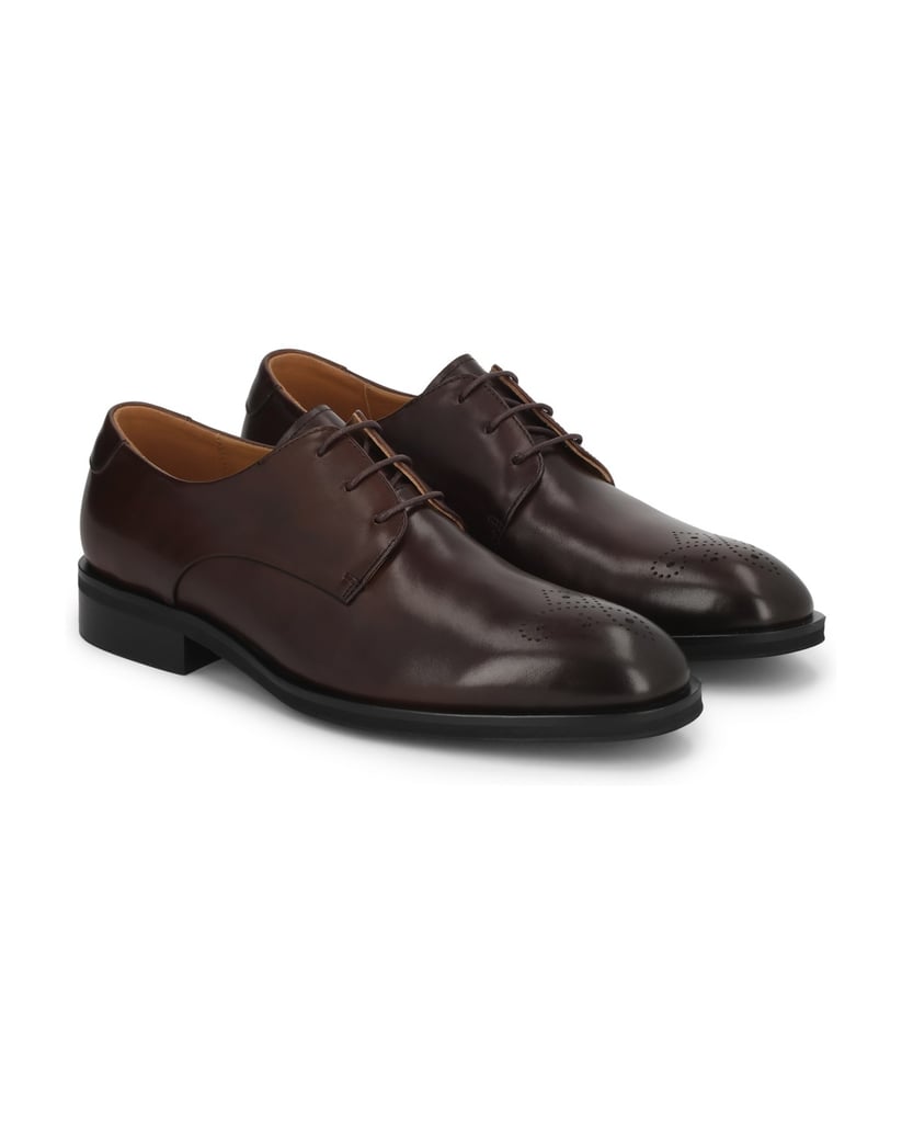Kazar-Brown-leather-derby-with-subtle-openwork-brogue-hnedá