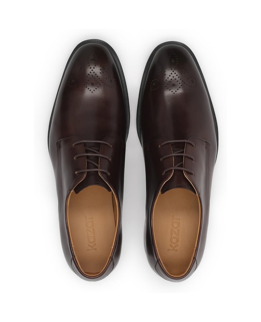 Kazar-Brown-leather-derby-with-subtle-openwork-brogue-hnedá