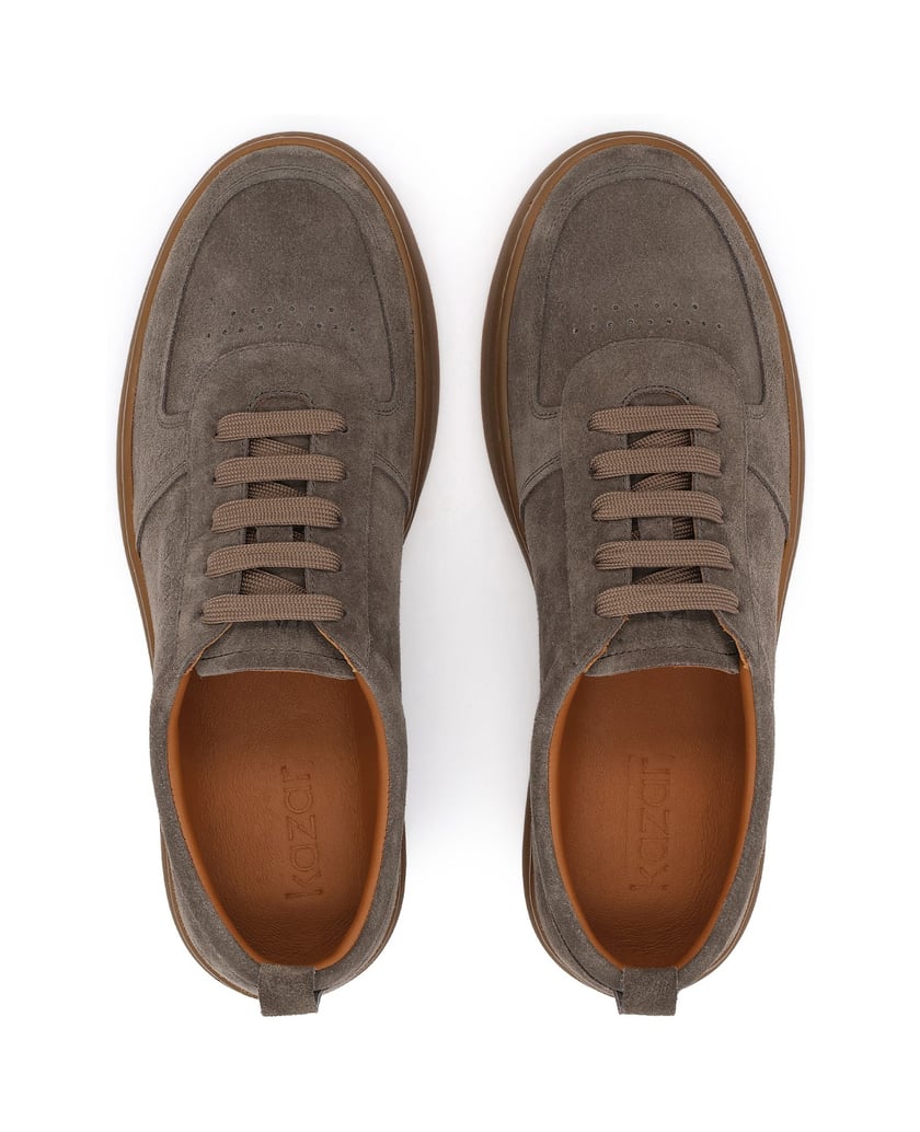 Kazar-Suede-sneakers-on-a-straight-sole-hnědá