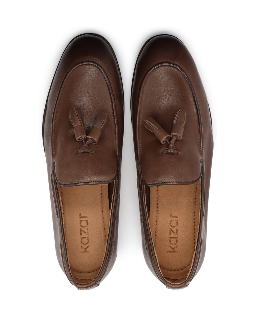 Kazar-Brown-leather-loafers-with-hooks-and-nautical-ties-hnědá