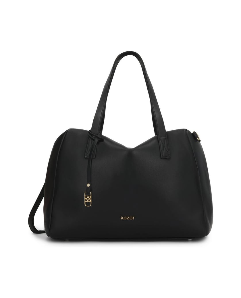 Kazar-Black-leather-bag-with-geometric-form-čierna