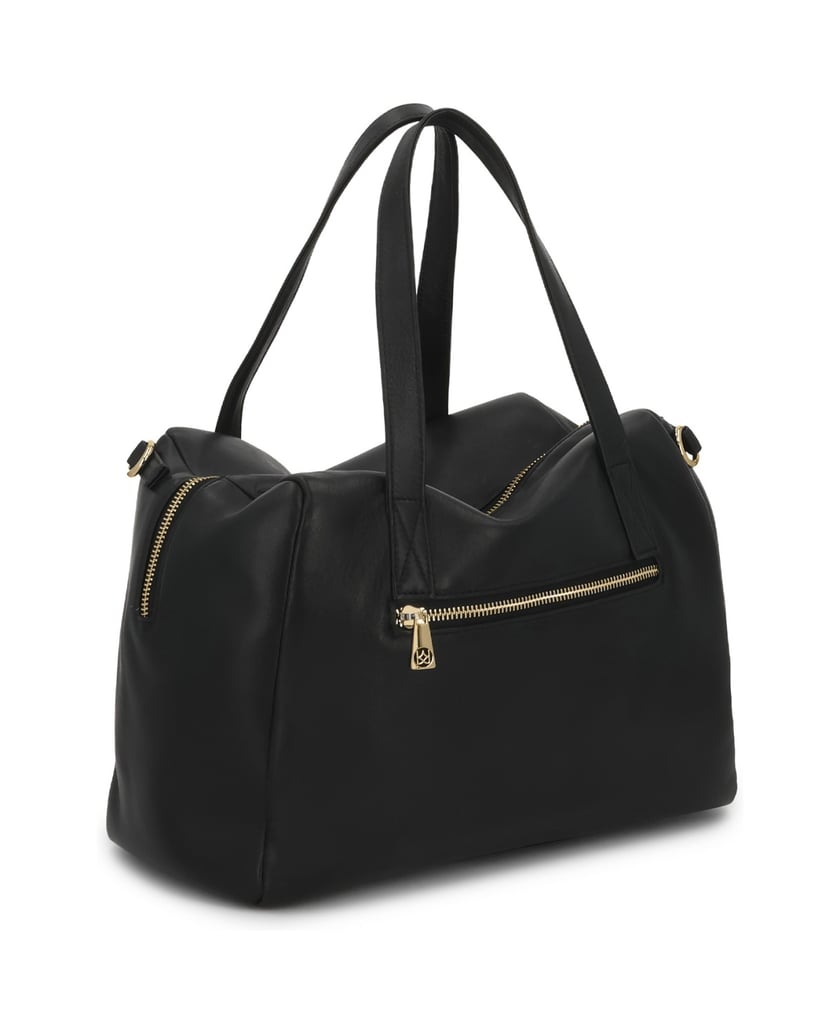 Kazar-Black-leather-bag-with-geometric-form-čierna